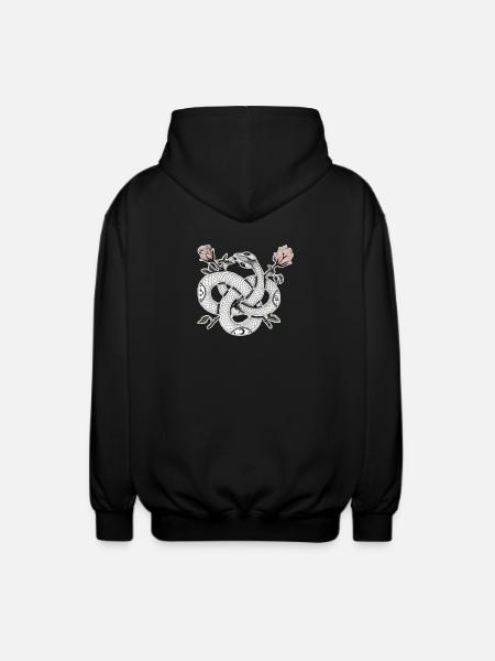Snake design with roses - Unisex Hooded Jacket - black