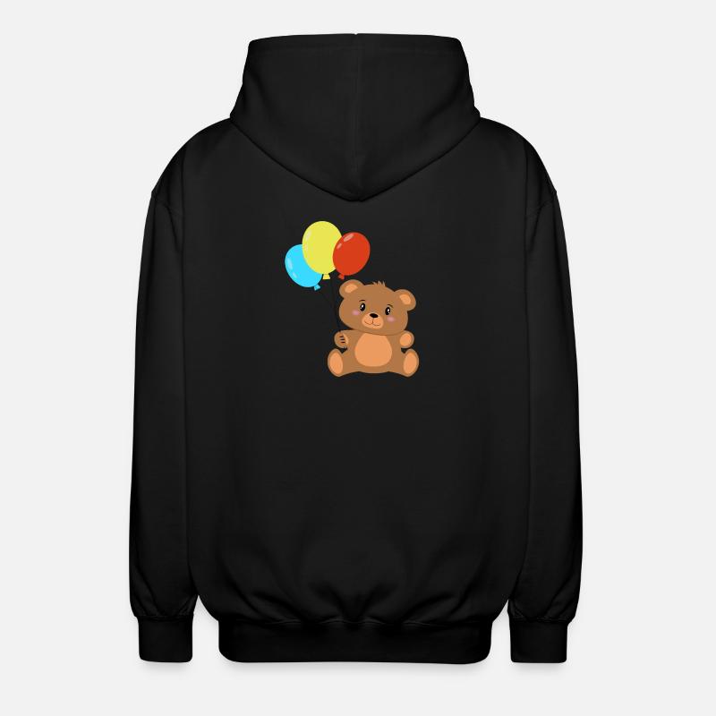 Teddybär mit Luftballons - Unisex Kapuzenjacke - Schwarz