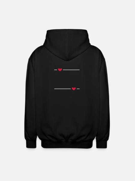 Line Heart Stroke Ornament - Unisex Hooded Jacket - black