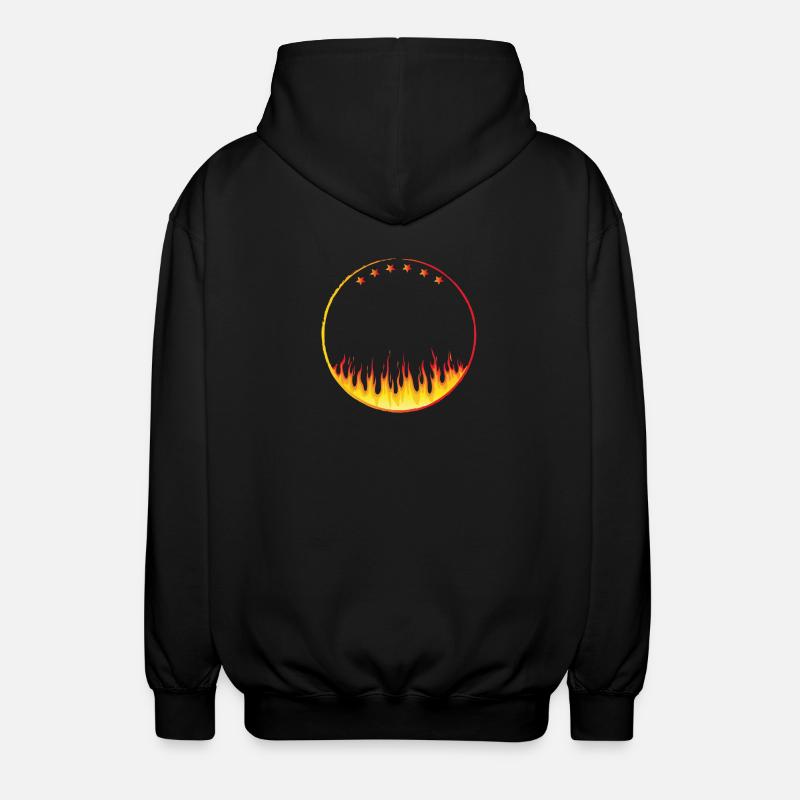 Circle on fire with Stars - Unisex Hooded Jacket - black