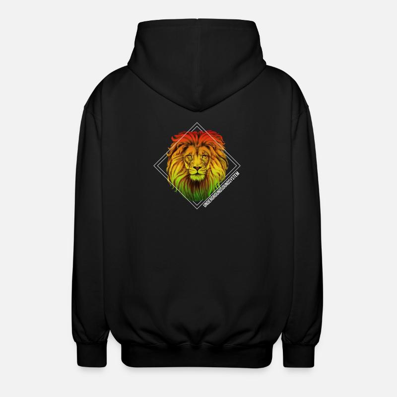 Rainbow Lion Diamond Pattern - Unisex Hooded Jacket - black