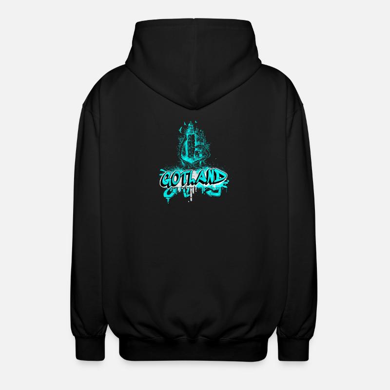 Gotland Graffiti Leuchtturm Design - Unisex Kapuzenjacke - Schwarz