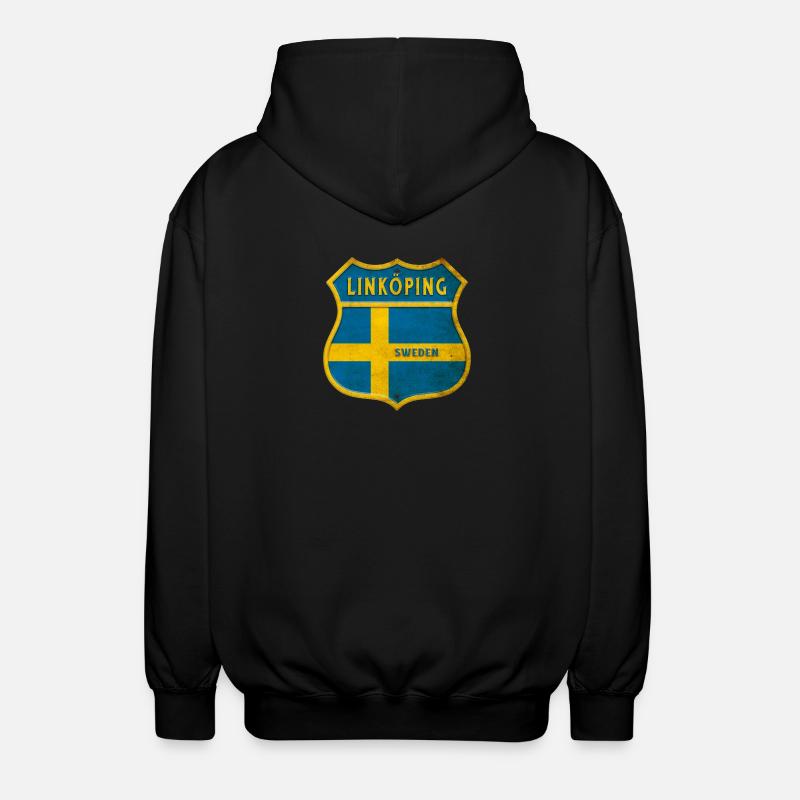 Linköping Suède Armoiries Drapeaux - Veste à capuche unisexe - noir