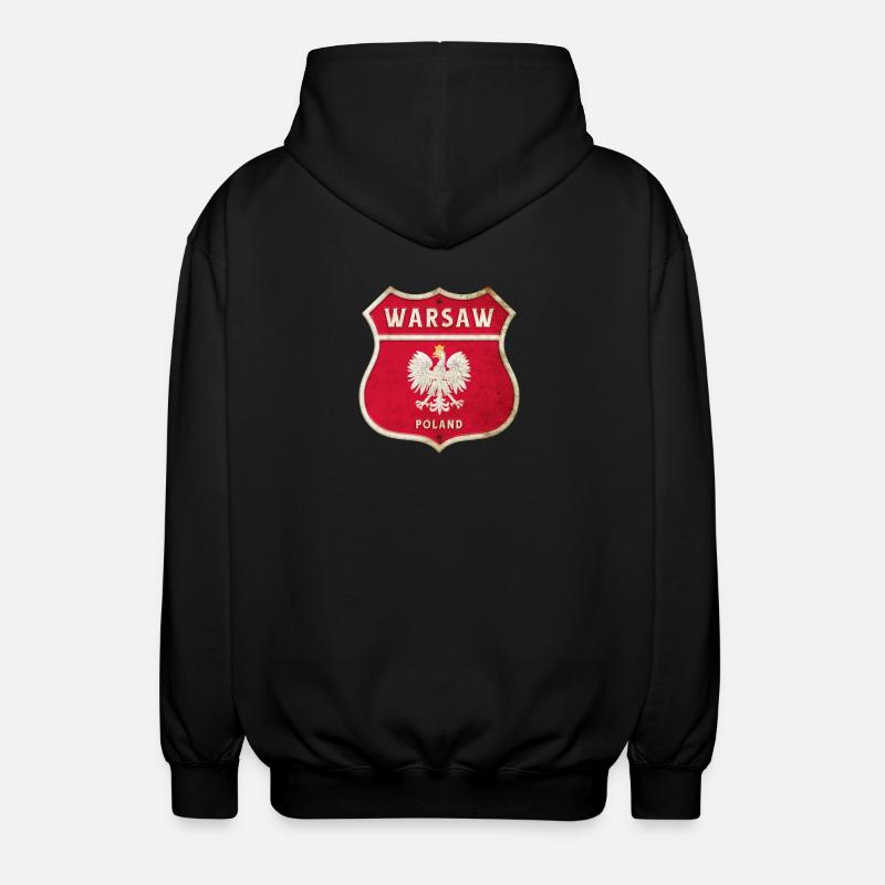 Varsovie Pologne Armoiries Drapeaux Design - Veste à capuche unisexe - noir