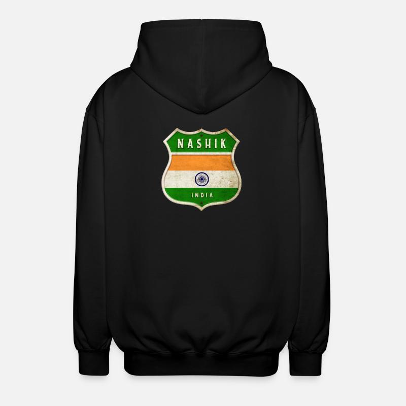 Nashik Inde Armoiries Drapeaux Design - Veste à capuche unisexe - noir