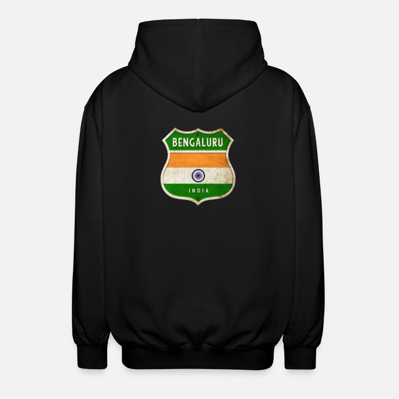 Bengaluru Inde Armoiries Drapeaux Design - Veste à capuche unisexe - noir