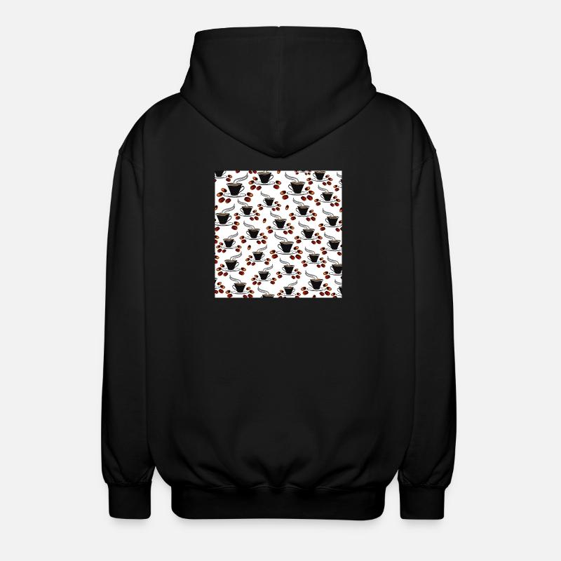 kaffeetassen Kaffeebohnen Küchenmuster - Unisex Kapuzenjacke - Schwarz