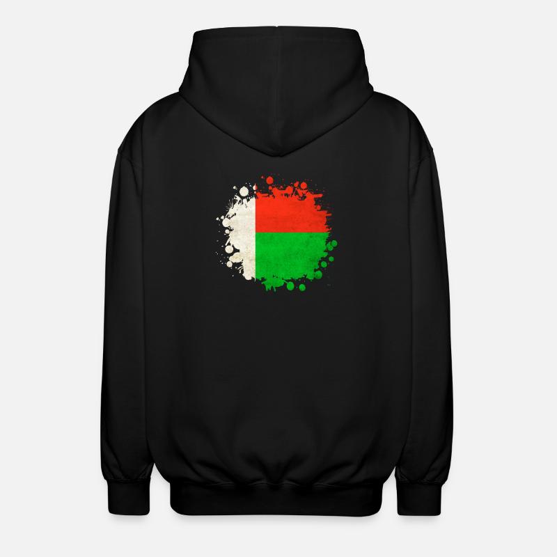 Madagaskar Flaggen Klecks - Unisex Kapuzenjacke - Schwarz