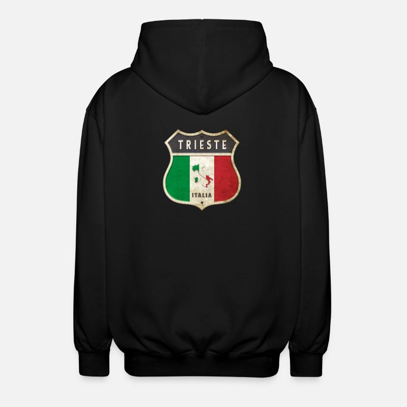 Trieste Italie Armoiries Drapeaux Design - Veste à capuche unisexe - noir