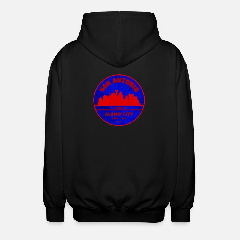 San Antonio Skyline Retro-Abzeichen - Unisex Kapuzenjacke - Schwarz