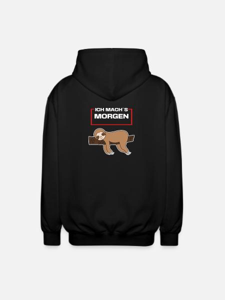 Hängematte Faultier Tier Statement Schlafen Faul - Unisex Kapuzenjacke - Schwarz