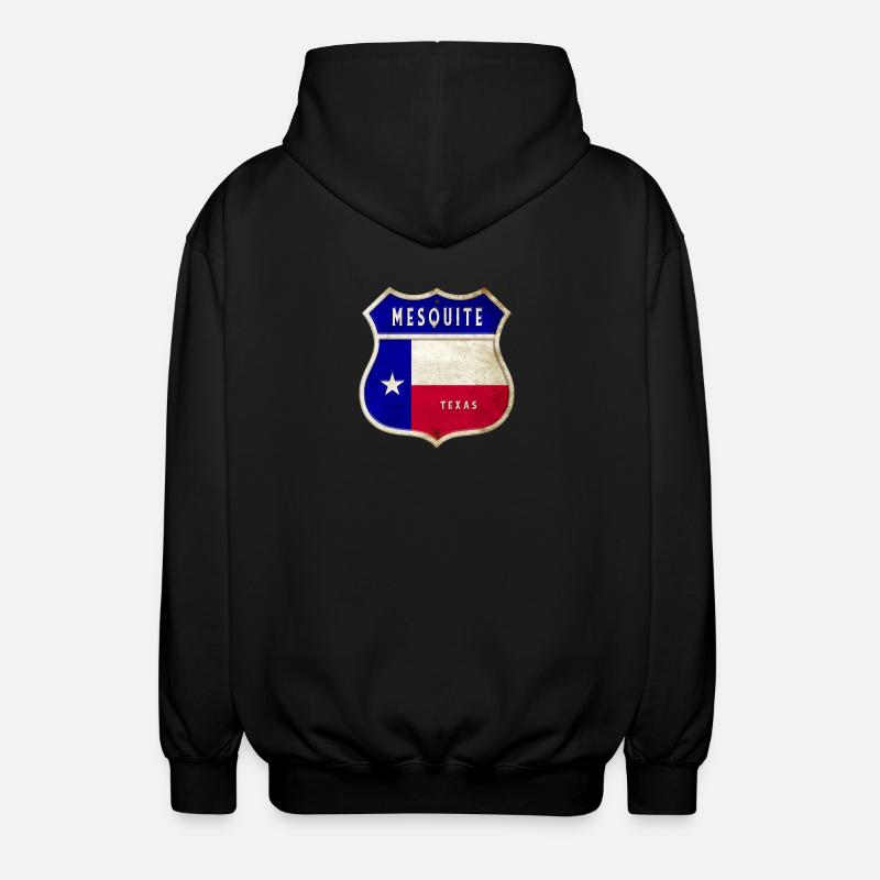 Mesquite Texas Crest Flag Design - Unisex Hooded Jacket - black