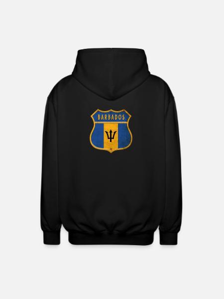 Barbados Wappen Flaggen Design - Unisex Kapuzenjacke - Schwarz