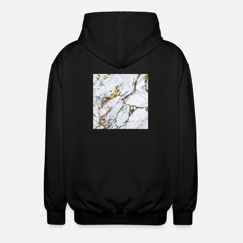 Marble White Gold Texture - Unisex Hooded Jacket - black