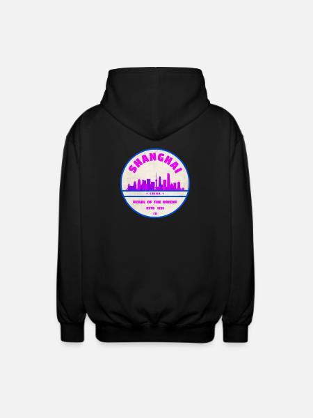 Shanghai China Skyline Badge - Unisex Kapuzenjacke - Schwarz