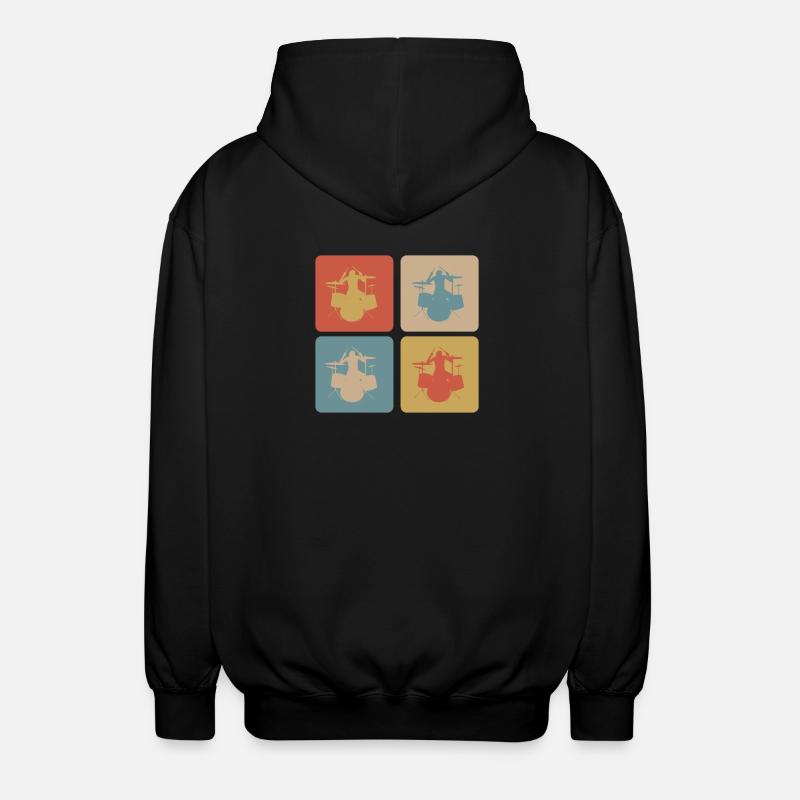 drum design - Unisex Hooded Jacket - black