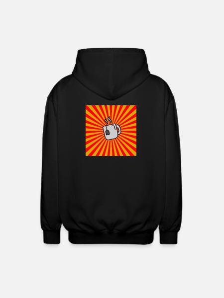 Sunburst Tea red yellow-Sunrise Teacup - Unisex Hooded Jacket - black