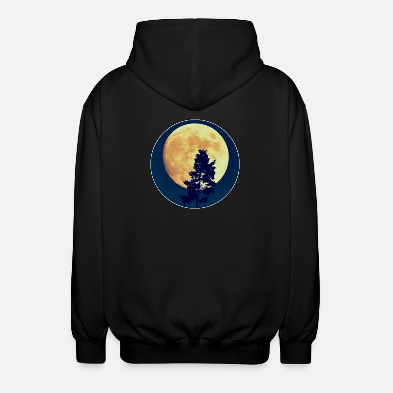 Moonlit Night Forest Silhouette - Unisex Hooded Jacket - black
