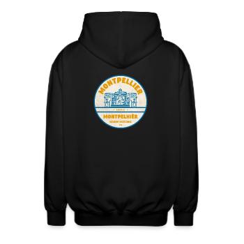 Autocollant du logo de la ville vintage de Montpellier - Veste à capuche unisexe - noir - Dos - AI Model Male 185 light (185cm)