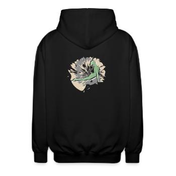 Yoga Sports on Valentine's Day - Unisex Hooded Jacket - black - Back - AI Model Male 185 light (185cm)