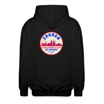 Zagreb Rundlogo Skyline Retro - Unisex Kapuzenjacke - Schwarz - Hinten - AI Model Male 185 light (185cm)