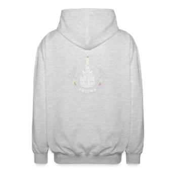 Fátima, Portugal, Wallfahrtsort, Basilica minor - Unisex Kapuzenjacke - Hellgrau meliert - Hinten - AI Model Male 185 light (185cm)