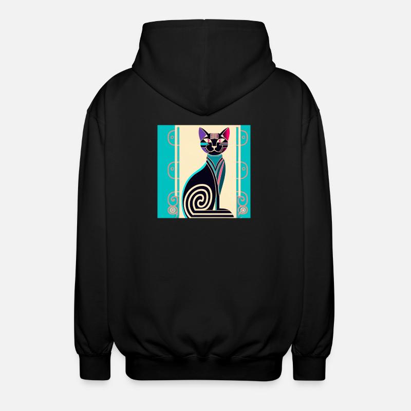 Néon Spirale Chat Art déco - Veste à capuche unisexe - noir