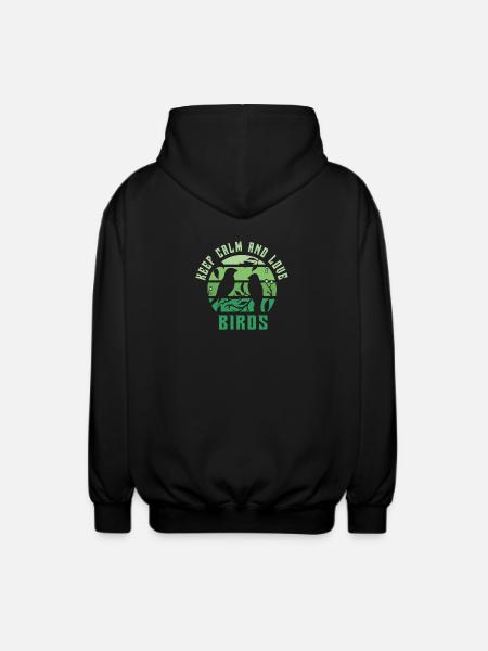 Keep calm and love birds - Unisex Hooded Jacket - black