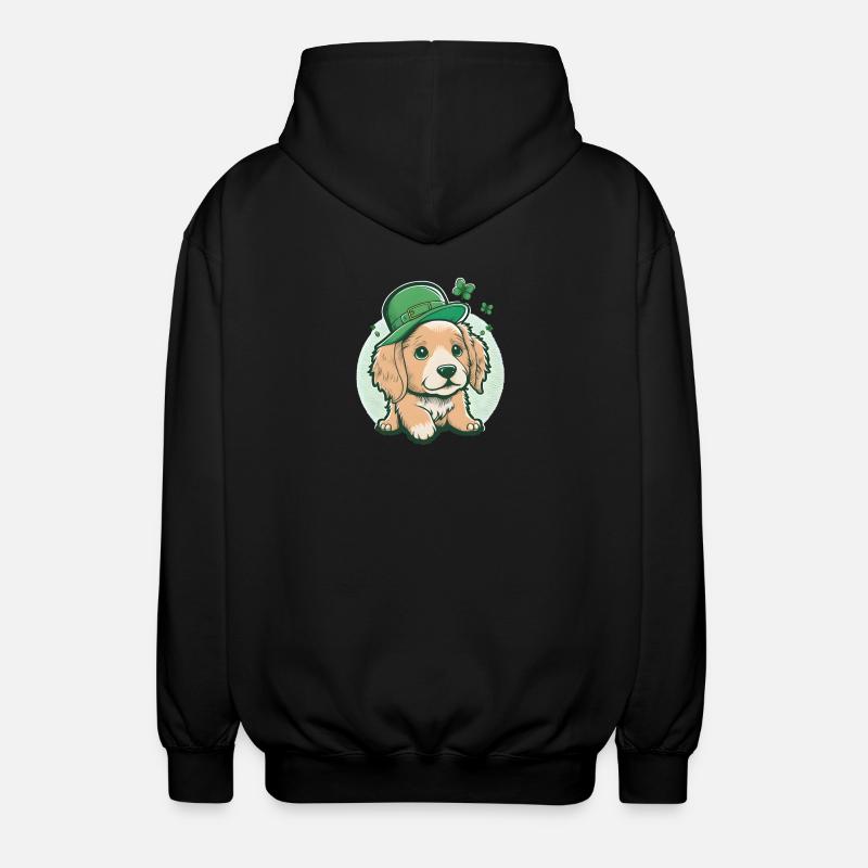 Cartoon Hund St. Patrick´s Day - Unisex Kapuzenjacke - Schwarz