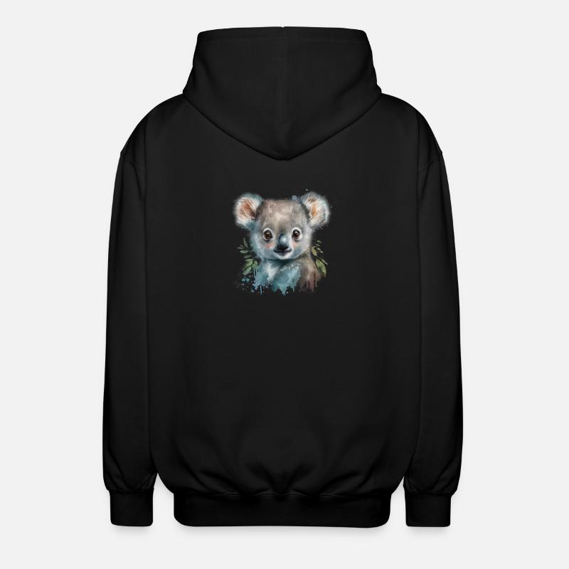 Koala Aquarell Laub - Unisex Kapuzenjacke - Schwarz