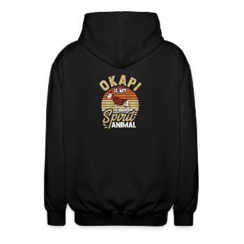 Okapi is my spirit animal - Unisex Hooded Jacket - black - Back - AI Model Male 185 light (185cm)