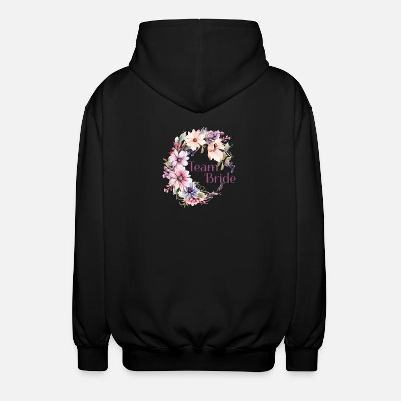 Team Bride Blumenkranz - Unisex Kapuzenjacke - Schwarz
