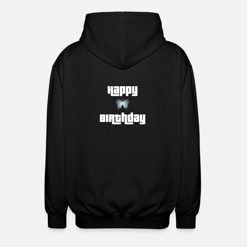 Joyeux anniversaire Butterfly Design - Veste à capuche unisexe - noir