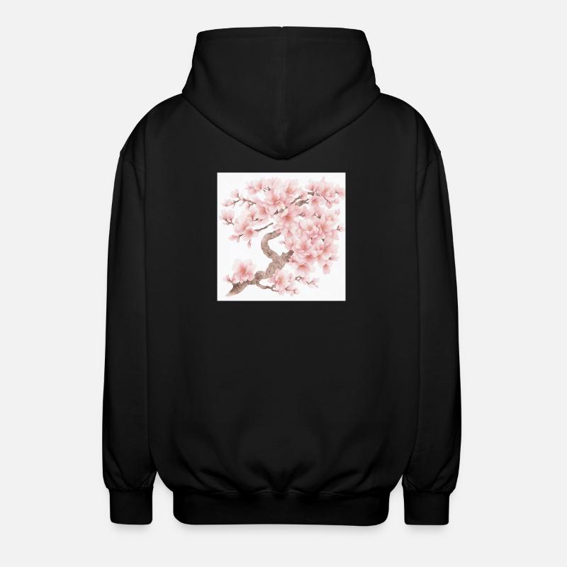 Japanese cherry tree blossoms - Unisex Hooded Jacket - black