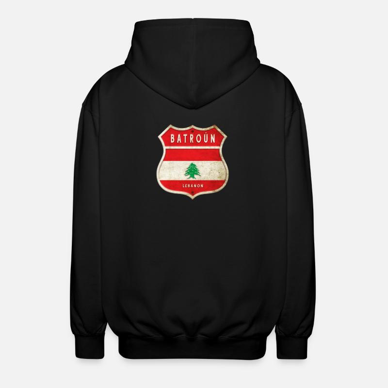 Batroun Libanon Wappen Flaggen Design - Unisex Kapuzenjacke - Schwarz