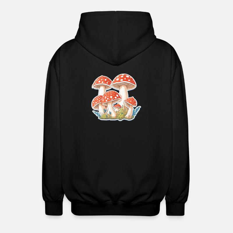 Toadstools, mushrooms - Unisex Hooded Jacket - black