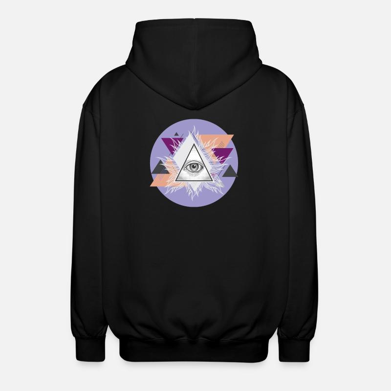 Geometric Triangular Eye with Auras - Unisex Hooded Jacket - black