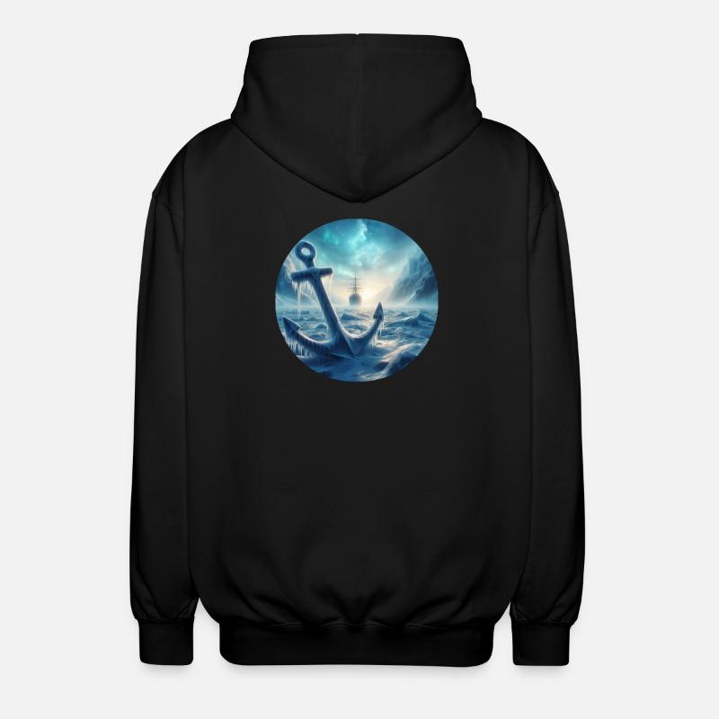 Anker und Schiff Eis Landschaft - Unisex Kapuzenjacke - Schwarz