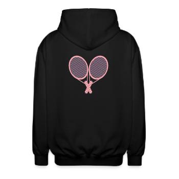 TENNISSCHLÄGER - TENNIS PAARE - Unisex Kapuzenjacke - Schwarz - Hinten - AI Model Male 185 light (185cm)