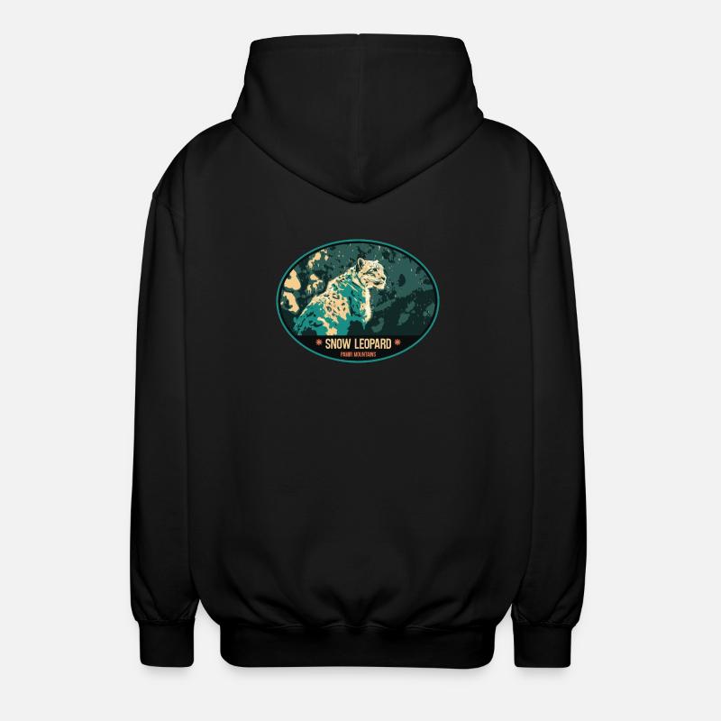 Écusson illustration Léopard des Neiges - Veste à capuche unisexe - noir