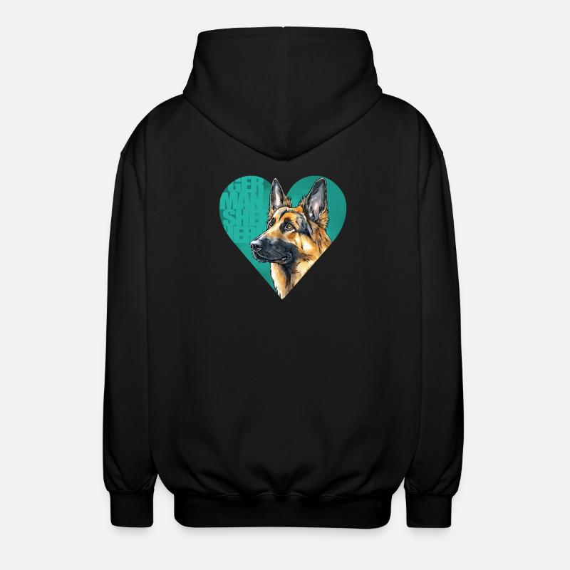 Deutscher Schäferhund Portrait - Unisex Kapuzenjacke - Schwarz