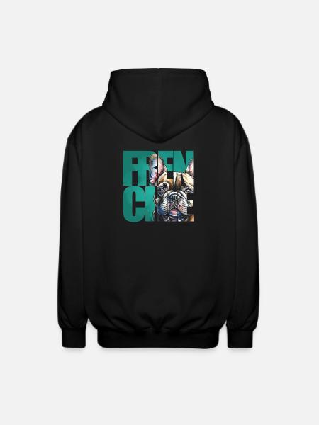 French Bulldog Portrait - Unisex Hooded Jacket - black
