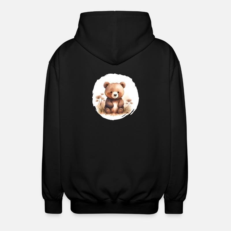 Bär Aquarell - Unisex Kapuzenjacke - Schwarz
