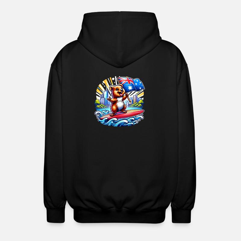 Quokka Australien Surfing Design - Unisex Kapuzenjacke - Schwarz
