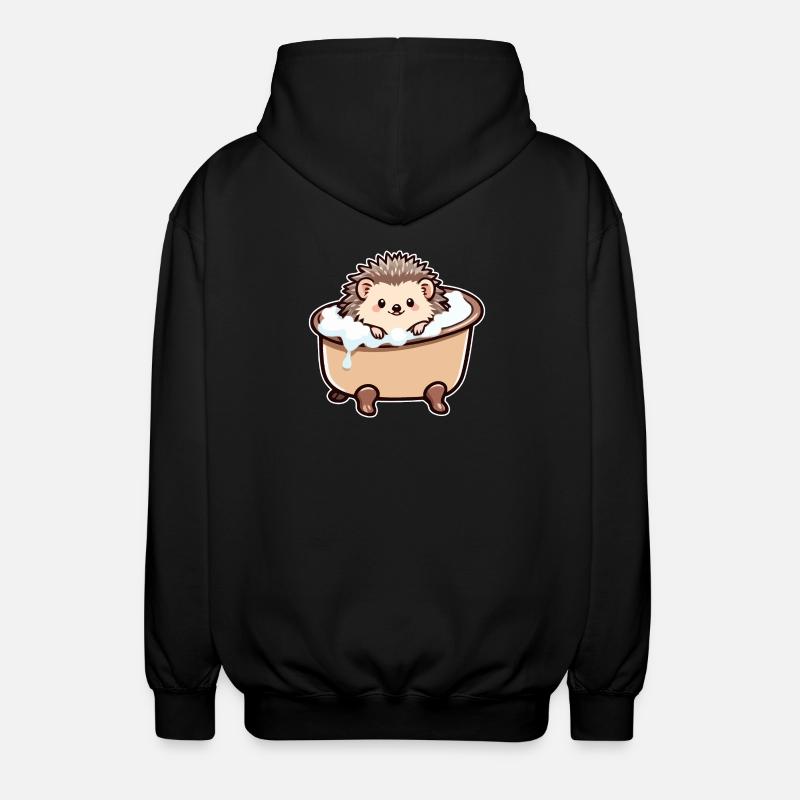 Hérisson mignon dans la baignoire - Veste à capuche unisexe - noir