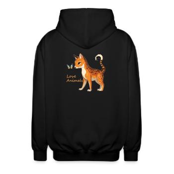 Love of animals - Unisex Hooded Jacket - black - Back - AI Model Male 185 light (185cm)
