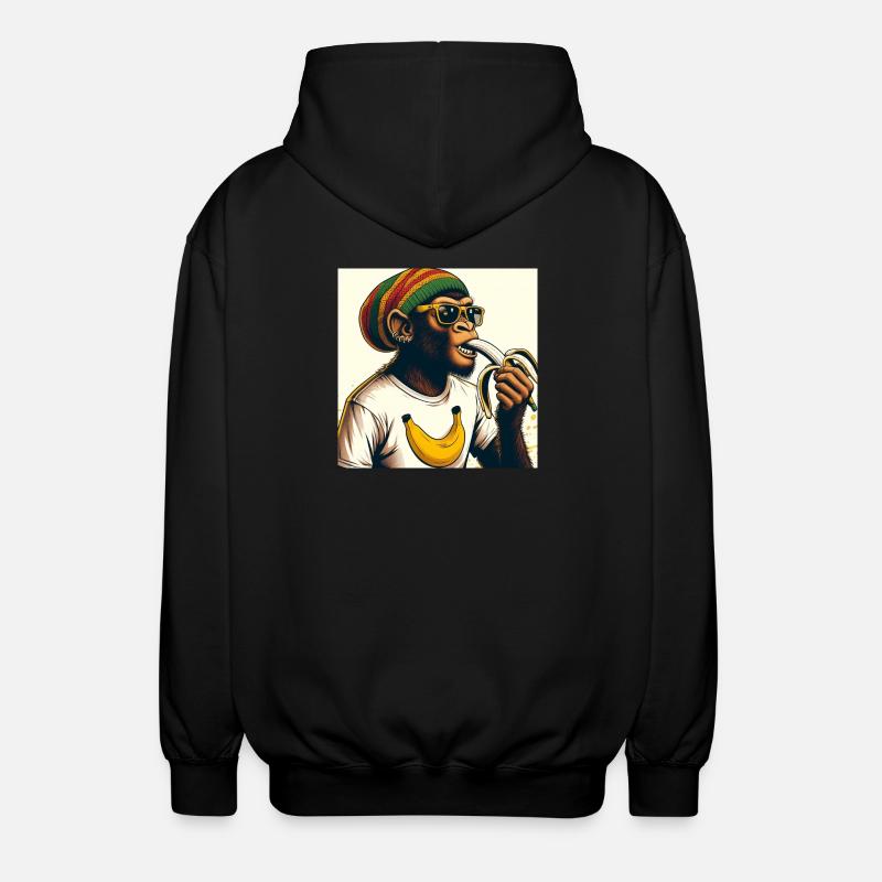 Cooler Affe isst Banane - Unisex Kapuzenjacke - Schwarz