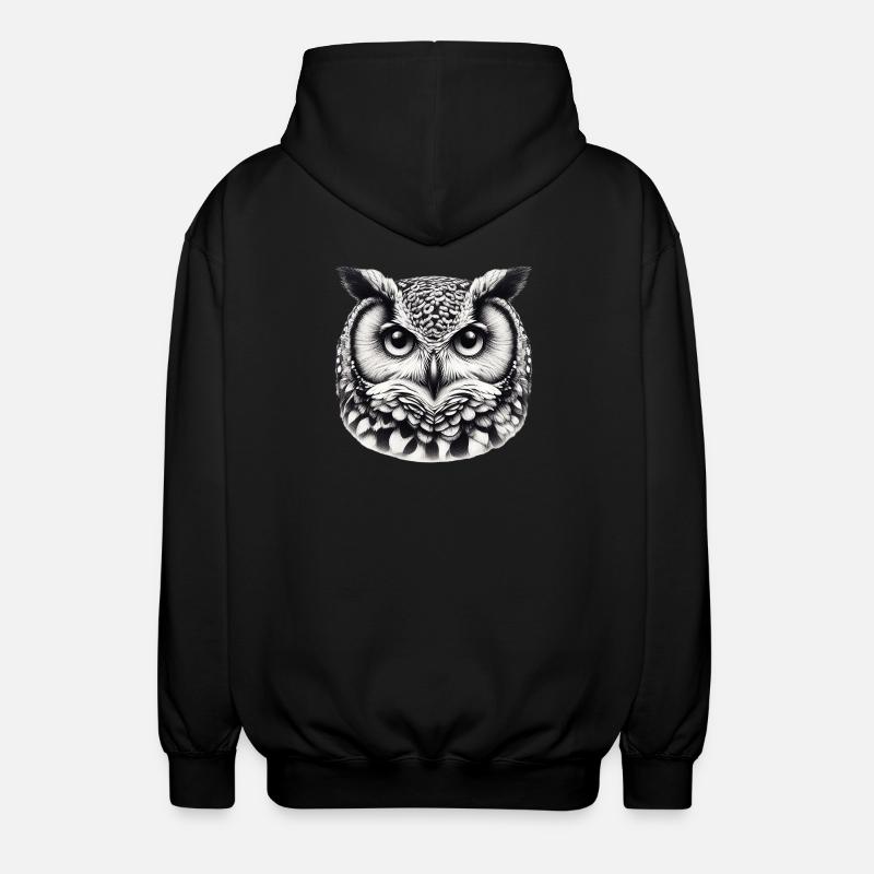 Eule - Unisex Kapuzenjacke - Schwarz