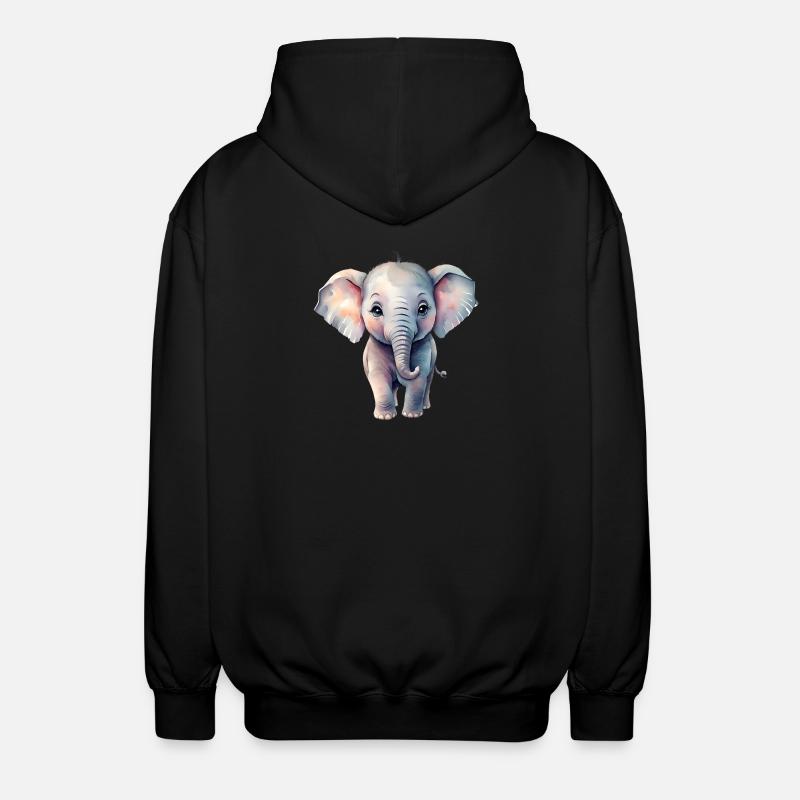 Éléphant pastel dans le style aquarelle - Veste à capuche unisexe - noir