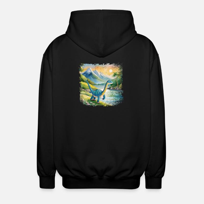 Niedlicher junger Thesaurus Kinderbuchstil Aquarel - Unisex Kapuzenjacke - Schwarz